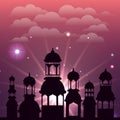 Ramadan kareem cityscape silhouette scene Royalty Free Stock Photo