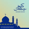 Ramadan Kareem Classic Arabic Calligraphy with textand mosque silhouette background