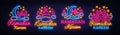 Ramadan Kareem collection neon signs. Ramadan Kareem vector banner in neon style, night bright signboard, celebration of