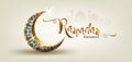 Ramadan Kareem with crescent moon gold luxurious crescent,template islamic ornate element for greeting card