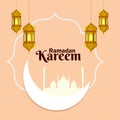 Ramadan kareem or eid mubarak celebration background with arabic golden lantern Royalty Free Stock Photo