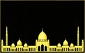 Ramadan kareem eid mubarak invitation card greeting cover golden Mosque islamic muslim arabic vector design dark