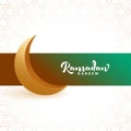 Ramadan kareem fasting month greeting with crescent moon