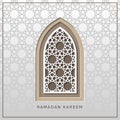 Ramadan kareem vector card with arabic window. Cut out