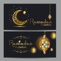 Ramadan kareem with golden luxurious crescen,template islamic ornate greeting card Royalty Free Stock Photo