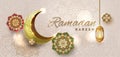 Ramadan kareem with golden luxurious crescen,template islamic ornate greeting card vector