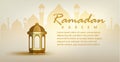 Ramadan kareem with golden luxurious crescen,template islamic ornate greeting card vector Royalty Free Stock Photo