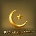 Ramadan Kareem with golden luxurious crescen,template islamic ornate greeting card. vector illustration Royalty Free Stock Photo