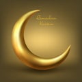 Ramadan Kareem with golden luxurious crescen,template islamic ornate greeting card. vector illustration Royalty Free Stock Photo