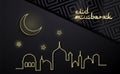 Ramadan kareem with golden luxurious crescen,template islamic ornate greeting card vectorn Royalty Free Stock Photo