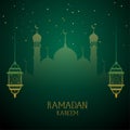 Ramadan kareem green wishes greeting design