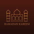 Ramadan kareem greeting background. mosque vector illustration with monoline style