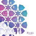 Ramadan Kareem Greeting card. Beautiful Mosque.Origami Arabesque Window. Arabic Ornamental pattern in paper cut style