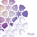 Ramadan Kareem Greeting card. Beautiful Mosque.Origami Arabesque Window. Arabic Ornamental pattern in paper cut style