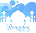 Ramadan Kareem greeting card. Bluish vector in ramadan mosque - Vector