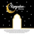 Ramadan kareem greeting card design. with golden ornate crescent and mosque dome. on black background, EPS 10 - vector, Jpeg High