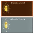 Ramadan kareem greeting card design template with lamp.