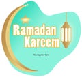 Ramadan kareem greeting card with green liquid background Royalty Free Stock Photo