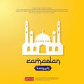 Ramadan Kareem greeting card. islamic banner design with silhouette element of moon and dome mosque. background Vector illustratio Royalty Free Stock Photo