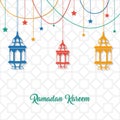 Ramadan kareem greeting card with Lantern hanging Royalty Free Stock Photo