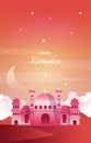 Ramadan Kareem Greeting Card Mosque Night Sky Vector Design Template Royalty Free Stock Photo