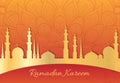 Ramadan Kareem greeting card. Mosque silhouette illustration.