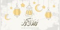 Ramadan Kareem greeting card with one line islamic ornament and calligraphy means