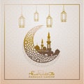 Ramadan Kareem greeting card template with crescent moon