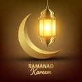Ramadan Kareem Greeting Card Vector. Islam. Lamp. Lantern Design. Mubarak Night. Ramazan Greeting Design. Islamic Season Royalty Free Stock Photo