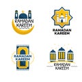 Ramadan Kareem greeting cartoon badges and labels colelction.