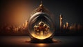 Ramadan Kareem greeting composition with Islamic lantern in night scene. Created with Generative AI technology Royalty Free Stock Photo