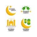 Ramadan Kareem greeting vector badges collection.