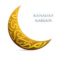 Ramadan Kareem greetings shaped into crescent moon