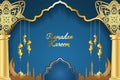 Ramadan Kareem Islamic background blue color with element Royalty Free Stock Photo