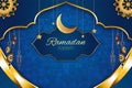 Ramadan Kareem Islamic background with blue color and element Royalty Free Stock Photo