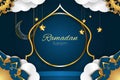 Ramadan Kareem Islamic background with blue color Royalty Free Stock Photo