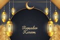 Ramadan Kareem Islamic background grey and gold Royalty Free Stock Photo
