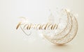 Ramadan Kareem islamic design crescent moon with mosque dome. Luxury concept design
