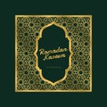 Ramadan kareem islamic greeting background, persian motif, luxury gold background ornament wallpaper vector illustration