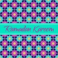 Ramadan Kareem islamic greeting card. arabic holiday design. Floral pattern with text. Vector illustration. Traditional colors. Is Royalty Free Stock Photo