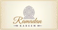 Ramadan Kareem islamic greeting card. Eastern design line mosque with arabic pattern