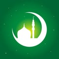 Ramadan Kareem islamic greeting design line mosque dome with month