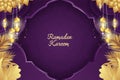 Ramadan Kareem Islamic purple and gold luxury color