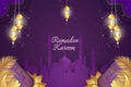 Ramadan Kareem Islamic purple and gold luxury color with mandala