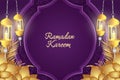 Ramadan Kareem Islamic purple and gold luxury with ornament lantern