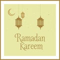 Ramadan Kareem islamic celebration. Greeting card design with lanterns, crescent moon and stars Royalty Free Stock Photo