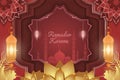 Ramadan Kareem Islamic style with red and gold luxury Royalty Free Stock Photo