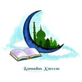 Ramadan kareem islamic watercolor moon greeting card background