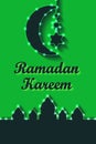 Ramadan Kareem lemon green six star hang vertical RGB Royalty Free Stock Photo