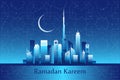 Ramadan kareem message on the Dubai city skyline